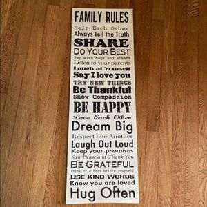 FAMILY RULES sign